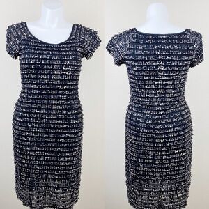 CONNECTED APPAREL Tiered Sheath Dress Black 12